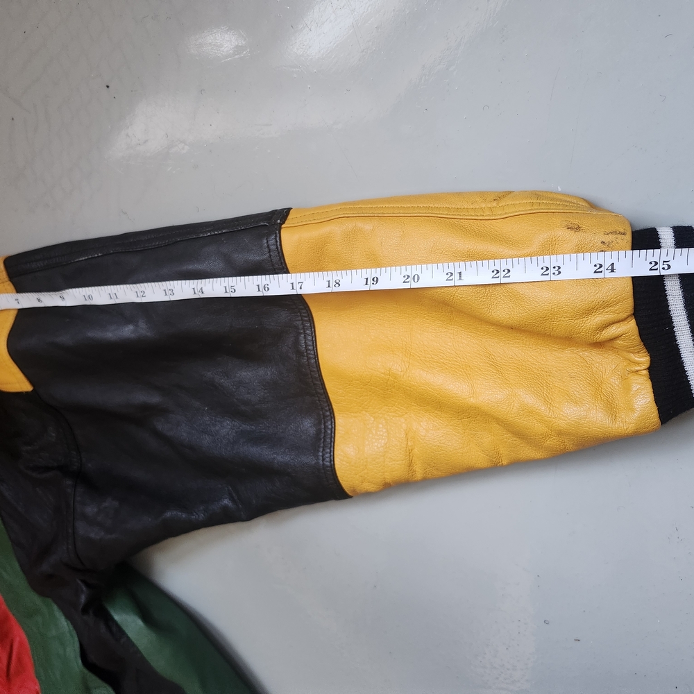 Multicolor Leather Bomber Jacket - Picture 7 of 9